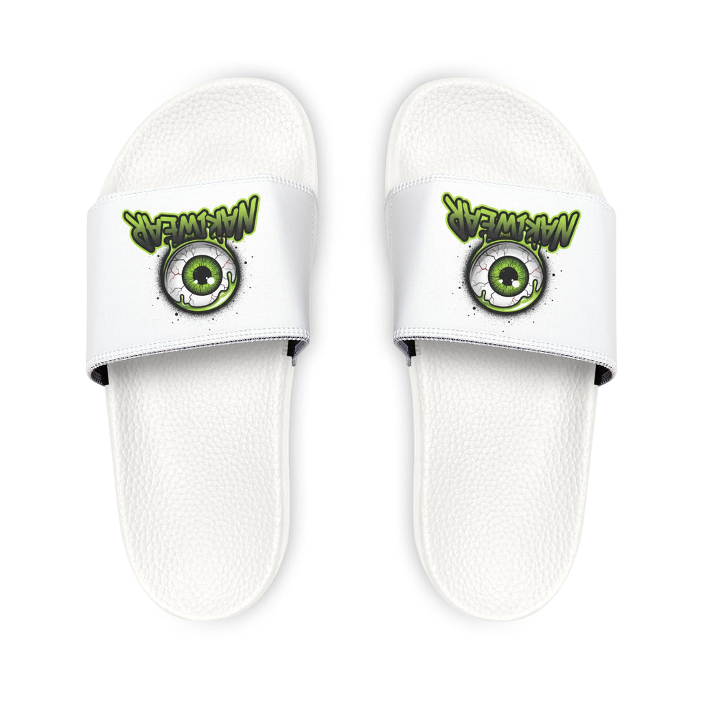 Men's Removable-Strap Slides — White Monster Eye Logo Sandals