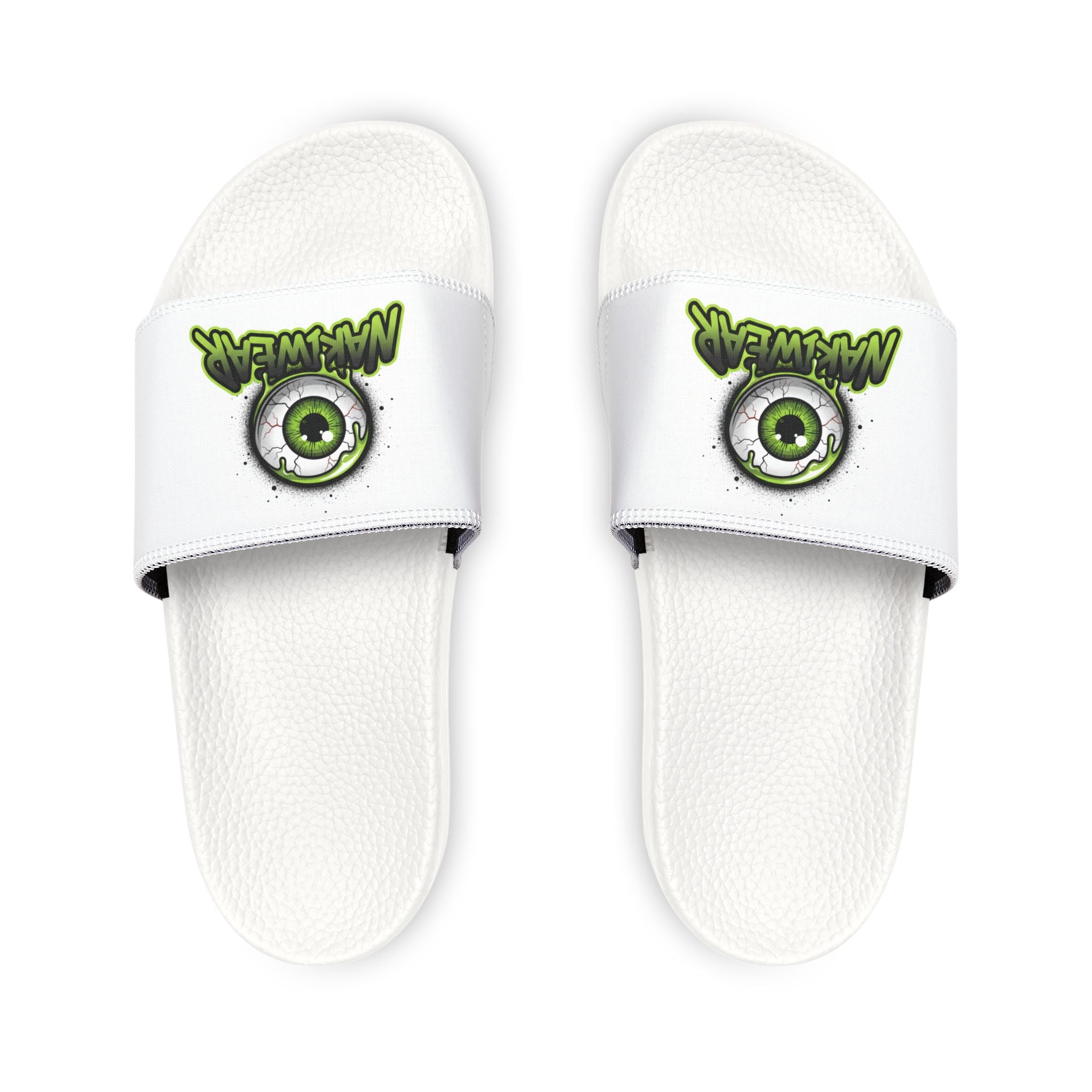 Men's Removable-Strap Slides — White Monster Eye Logo Sandals