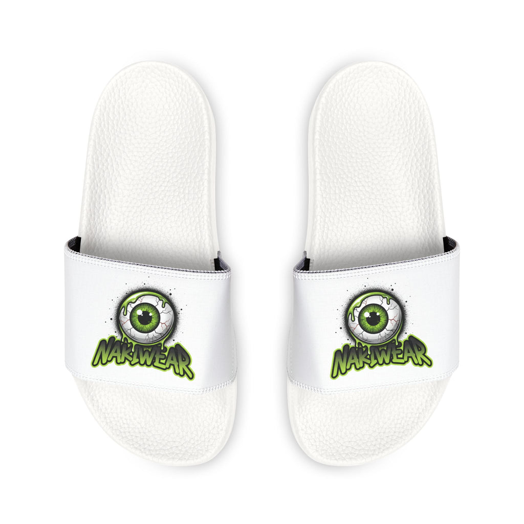 Men's Removable-Strap Slides — White Monster Eye Logo Sandals