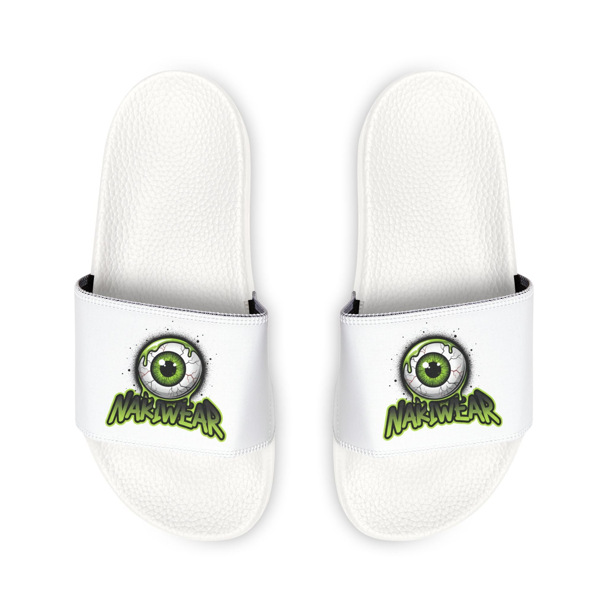 Men's Removable-Strap Slides — White Monster Eye Logo Sandals