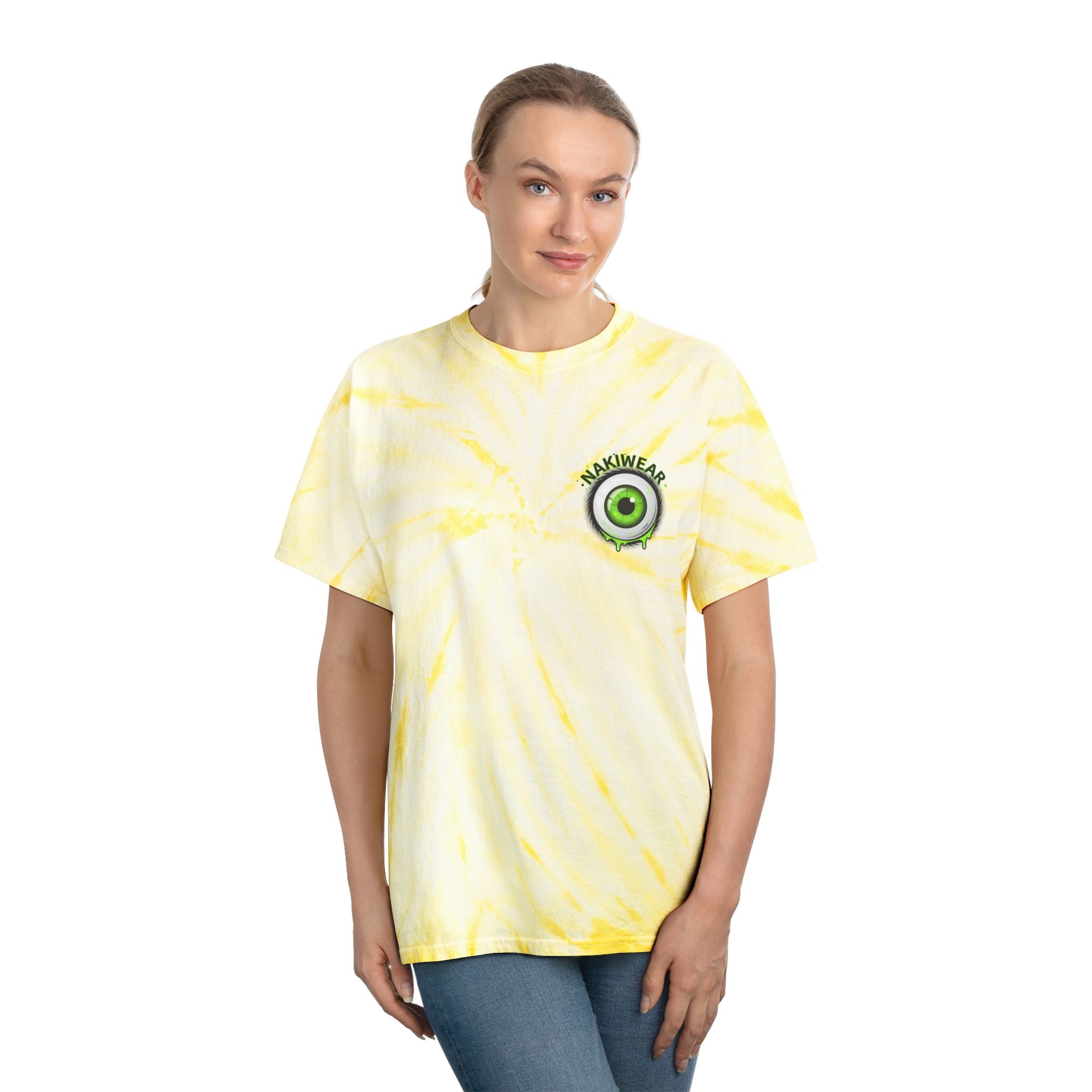 Tie-Dye Tee — Yellow Cyclone with Green Eye Logo